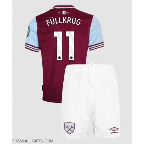 West Ham United Niclas Fullkrug #11 Fußballbekleidung Heimtrikot Kinder 2024-25 Kurzarm (+ kurze hosen)